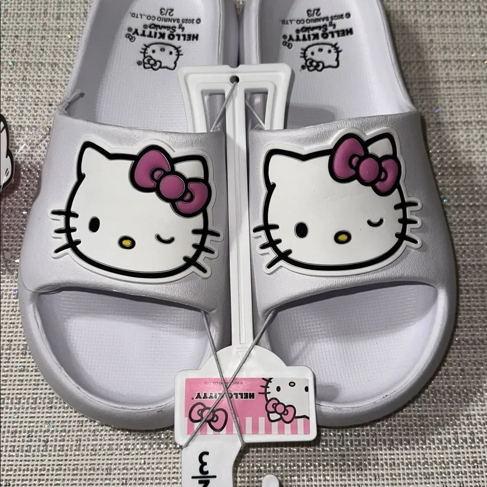Hello Kitty 2/3 Child White Side Wink Rubber Slides
